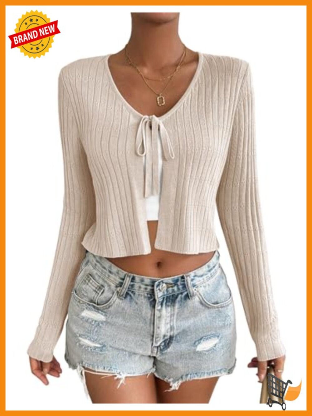 Tie Front Cardigan Long Sleeve Rib Knit Shrug Dress Sweaters Crop Tops
